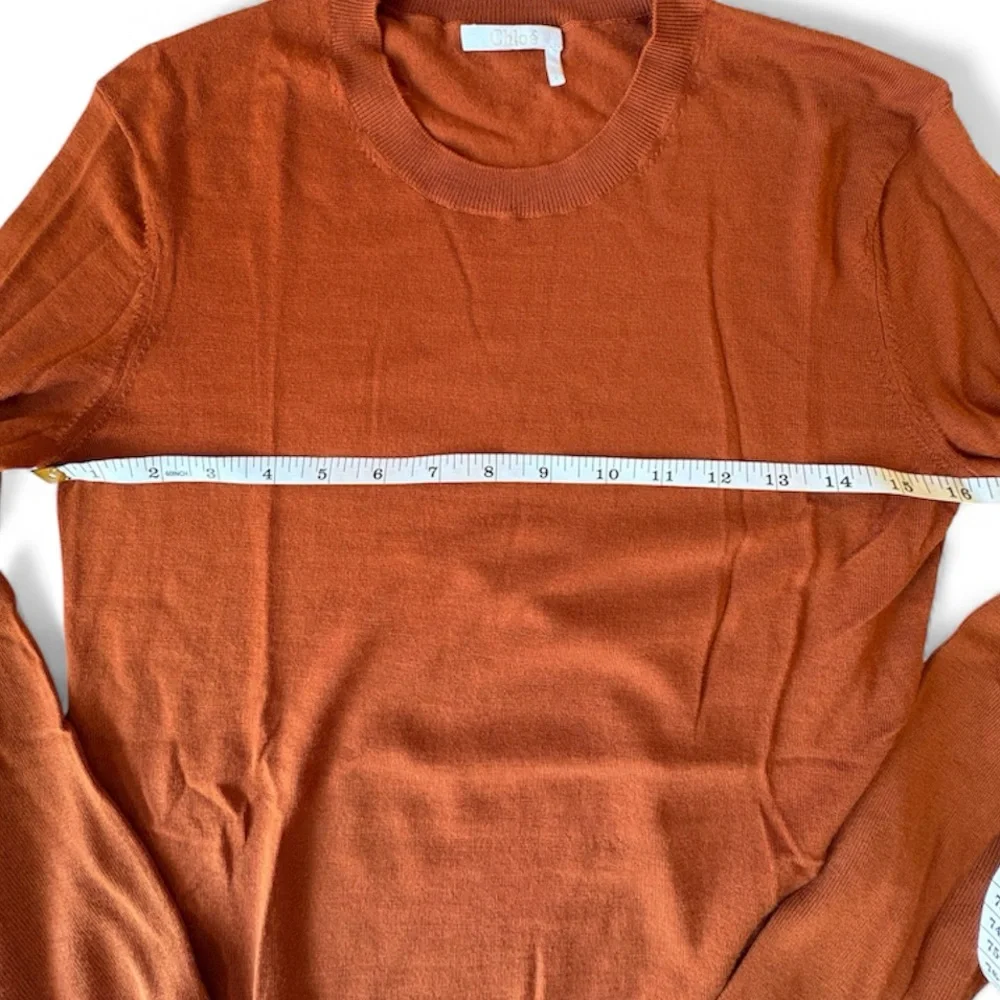 Chloé Fine Wool Crewneck Sweater – Tulip Red (Rust) – Size S – NWOT